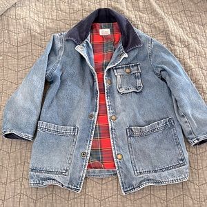 Vtg flannel lined denim chore coat
